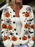 Women's Casual Halloween Print Cardigan