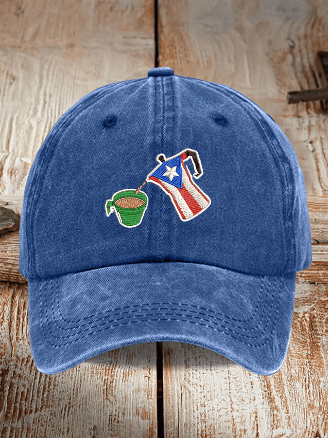 Retro Puerto Rico Print Baseball Cap