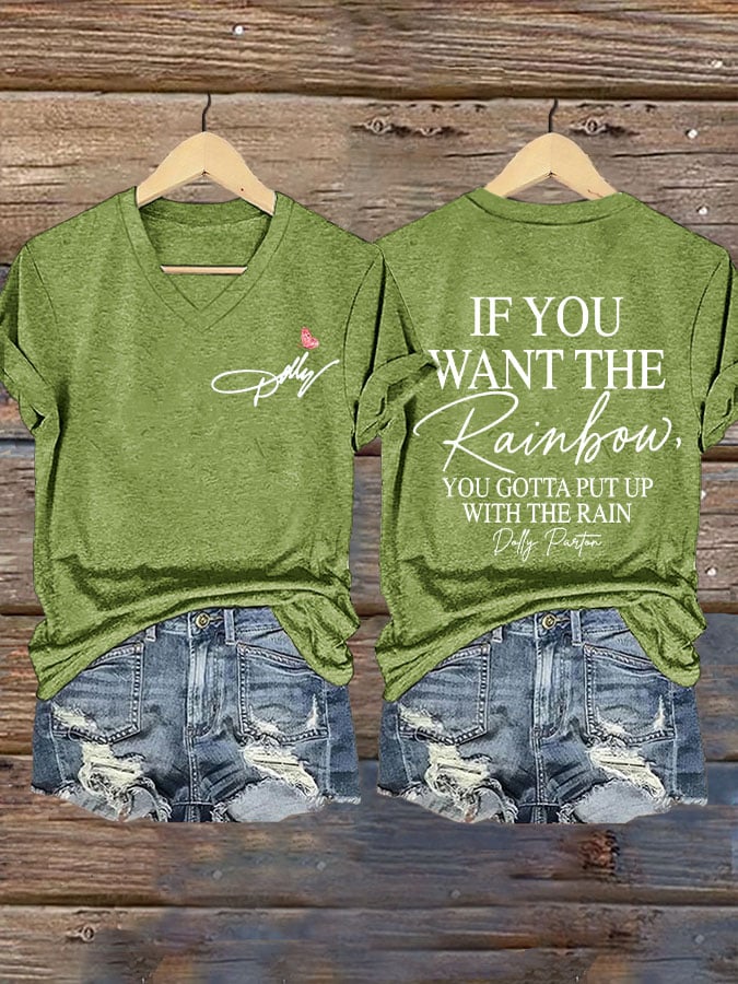 🔥🔥2nd 50% Off 🔥🔥Women's If You Want The Rainbow You Gotta Put Up With The Rain Print T-shirt
