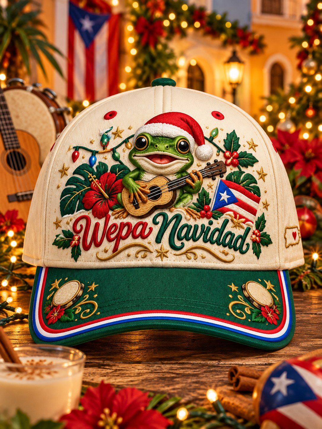 Unisex Puerto Rico Christmas Printed Hat