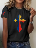 Women's God Bless Texas Cross Casual T-Shirt