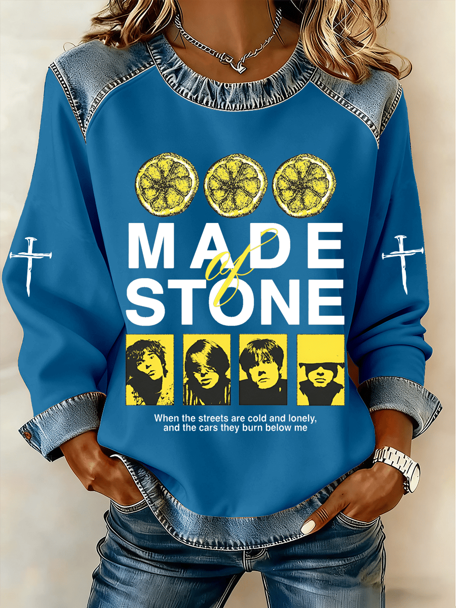 Women's Music Print Fleece Sweatshirt