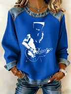 Retro Rock Slash Print Sweatshirt
