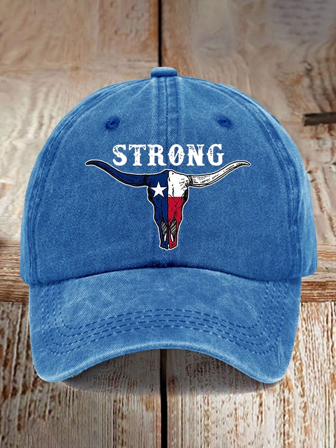 Vintage Texas Strong Print Baseball Cap