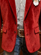 Men's Christmas suede blazer with brooch