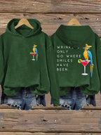 Retro Wrinkles Only Go Where Smiles Have Been Print Hoodie