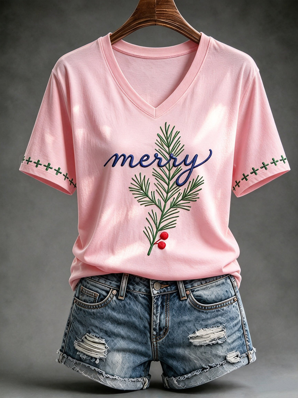 Women's Festive V-Neck Top