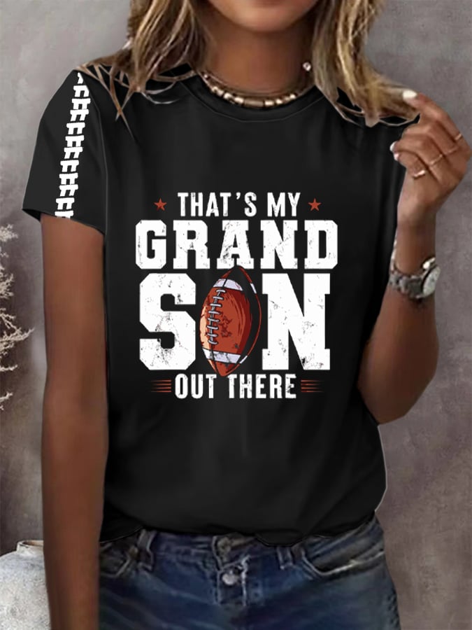 Women's That's My Grandson Out There Printed Casual T-Shirt