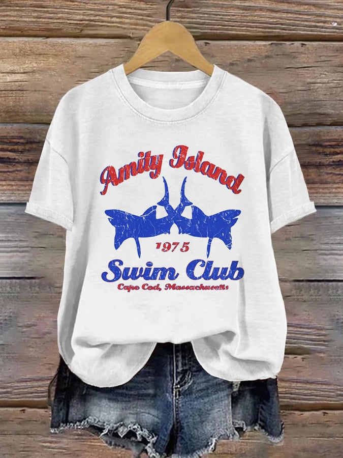 Women's Great White Shark Print T-shirt