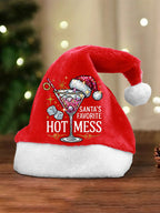 Unisex Christmas Santa's Favorite Hot Mess Print Plush Hat