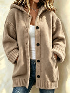 Women's Casual Printed Knitted Fabric Plush Jacket Cardigan