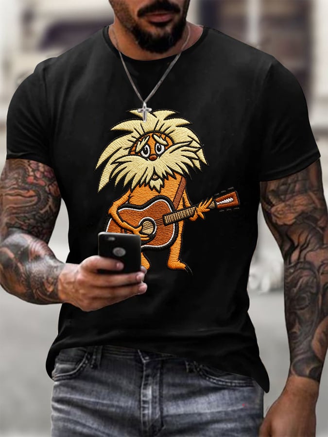 Men's Vintage Rock Tribute Printed Casual T-shirt
