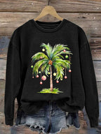Women'S Casual Christmas Palm Tree Printed Long Sleeve Sweatshirt