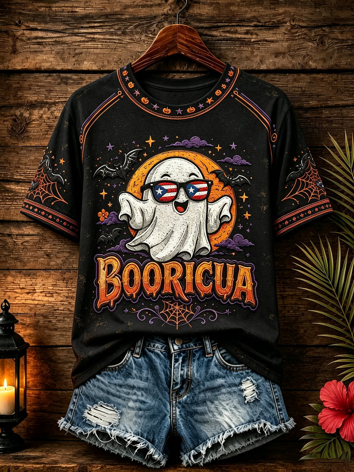 Women's Puerto Rico Halloween Print T-Shirt