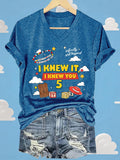 V-Neck Retro I Knew It Print T-Shirt