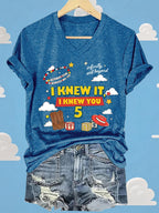 V-Neck Retro I Knew It Print T-Shirt