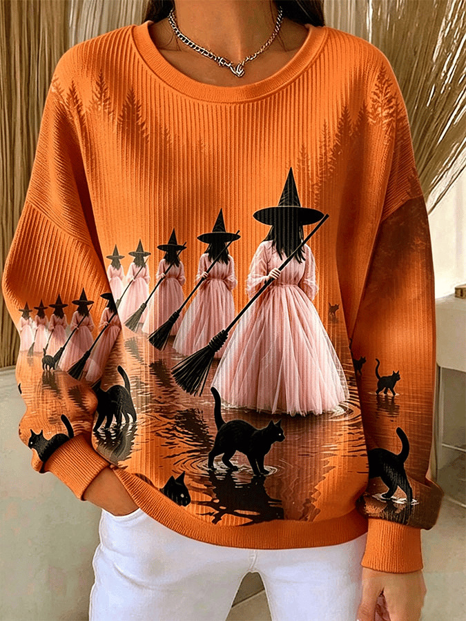 Women's Casual Print Long Sleeve Knit Top