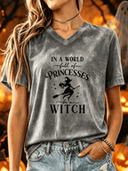 Women's Halloween Witch Print T-shirt