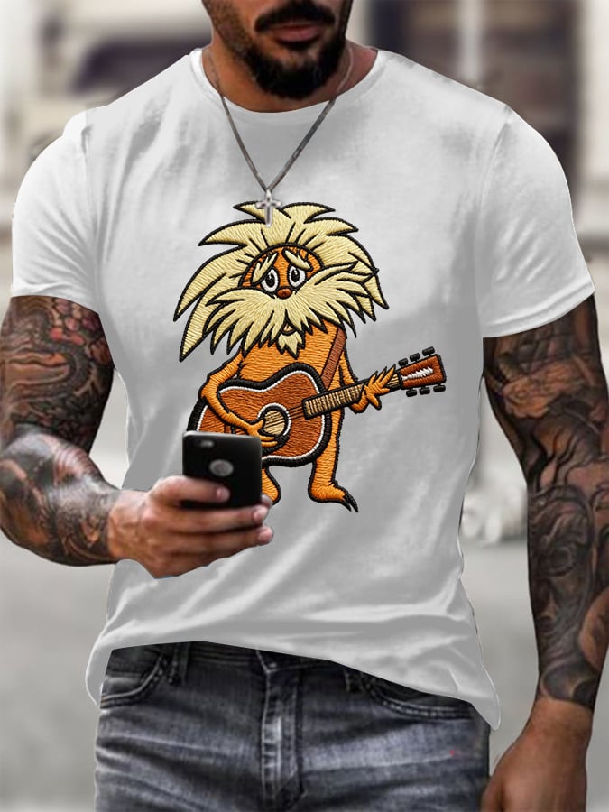 Men's Vintage Rock Tribute Printed Casual T-shirt