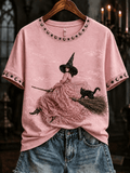 Women's Halloween Witch Print T-shirt