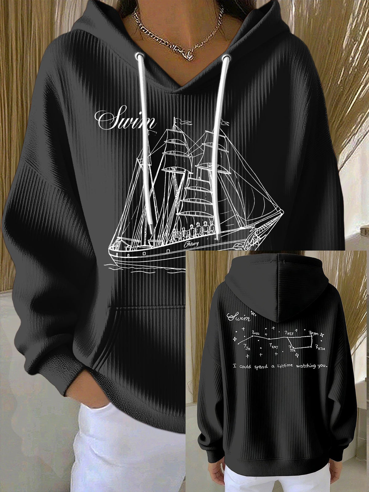Women's Kpop Music Art Printed Casual Hoodies