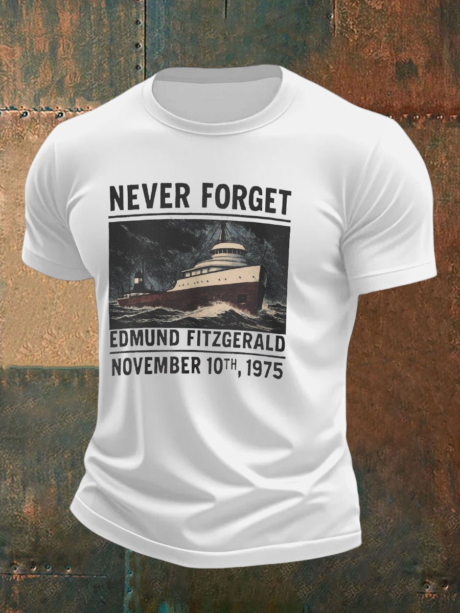 Men's Never Forget Edmund Fitzgerald November 10th 1975 Print T-shirt