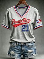 Women's Casual Puerto Rico Print Top