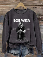 Women's Vintage Rock Tribute Print Casual Sweatshirt