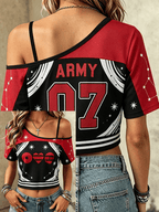 BTS  Design Cropped Comfortable Mesh Short-Sleeved Top