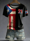 Women's Casual Puerto Rico Print Top