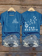 Women's D'R&B Line Art Music Print T-shirt