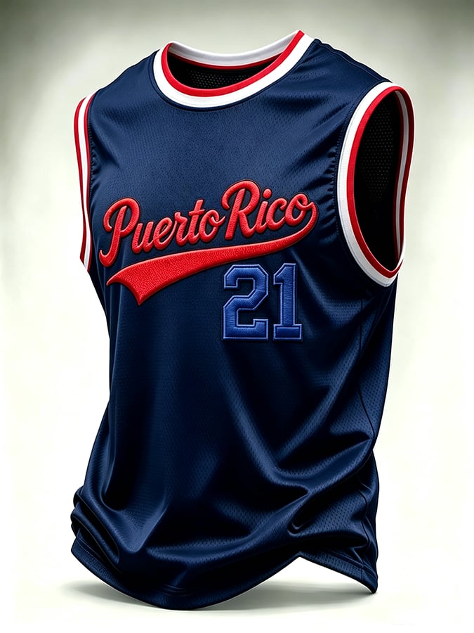 Men's Puerto Rico Baseball Print Tank Top