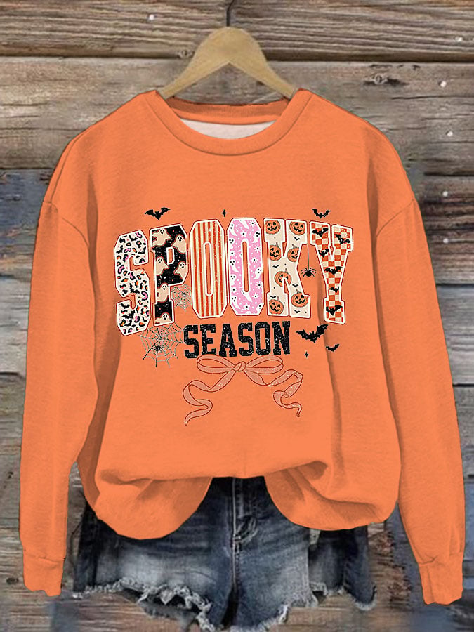Women's Halloween Crew Neck Print Sweatshirt