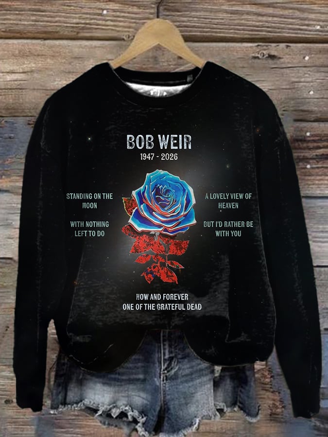 Women's Vintage Rock Tribute Print Casual Sweatshirt