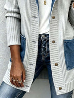 Women'S Casual Denim Contrast Color Stitching Hooded Jacket
