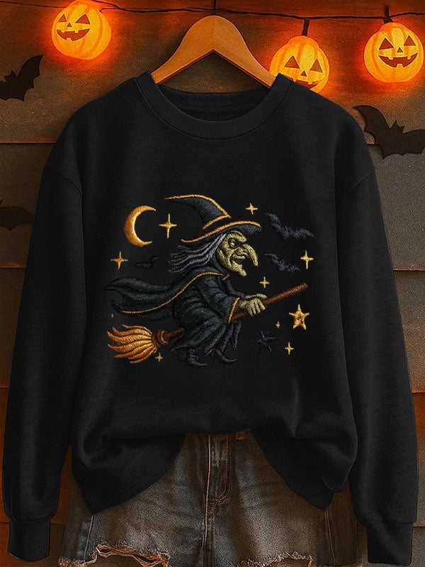 Women's Halloween Witch Print Sweatshirt
