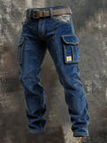 Men's Retro Outdoor Adventure Corduroy Stitching Multifunctional Pocket Work Pants