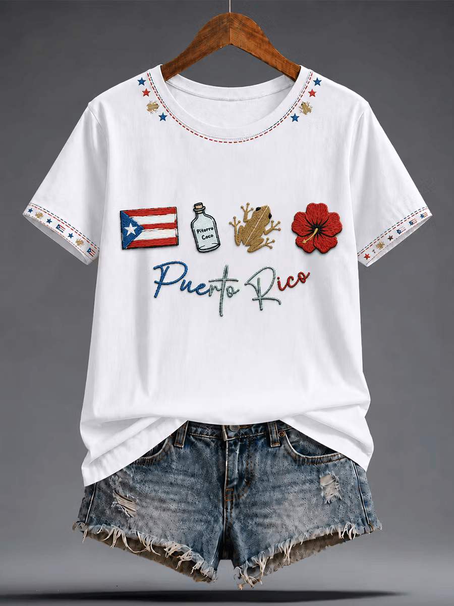Women's Puerto Rico Pride Art Printed T-shirt