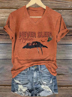 Women's Halloween Horror Nightmare Print V-Neck T-Shirt