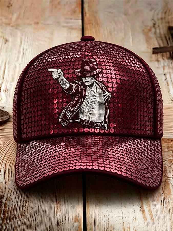 Unisex Retro Commemorative Baseball Cap: "King of Pop" Faux-Sequin Print Edition