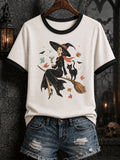Women's Black Cat + Halloween Tee