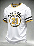 Men's Puerto Rico Baseball Print Short-Sleeve T-Shirt