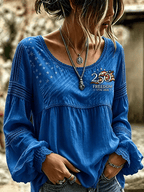 Women'S Casual Independence Day Print Top