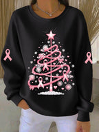 Women's Casual Christmas Fans with Christmas Tree Print Sweatshirt