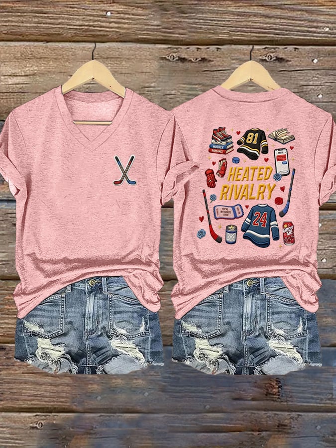 Women's Hockey Romance Print T-Shirt