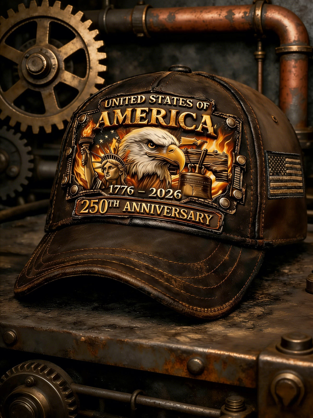 Unisex casual hat with 250th anniversary print