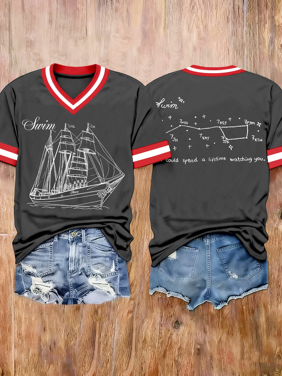 Women's Kpop Swim Art Printed T-shirts