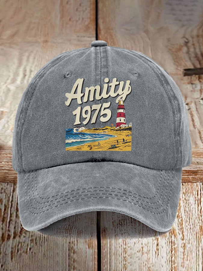 Retro Amity Island 1975 Print Baseball Cap