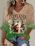 Merry Christmas Printed Long Sleeve Top