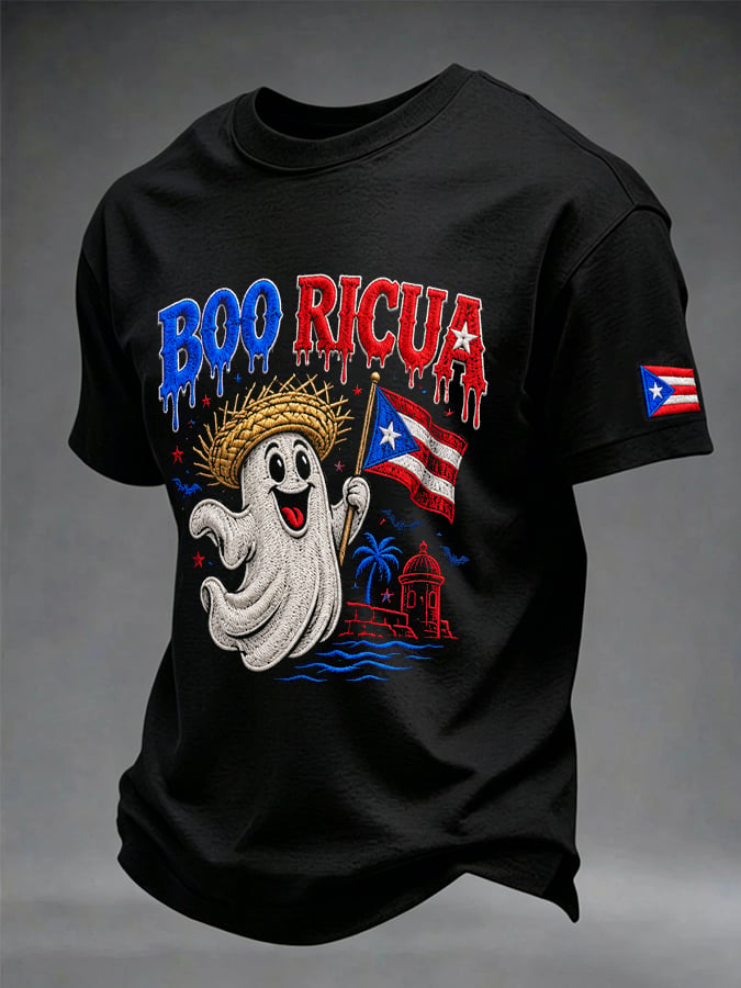 Men's Puerto Rico Halloween Print Short-Sleeve T-Shirt